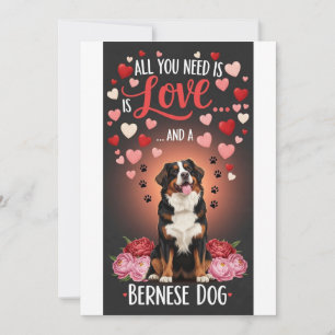 Valentinstag Süßer Berner Sennenhund Foto Kuscheln Feiertagskarte