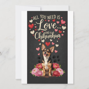 Valentinstag Süßer Chihuahua-Hund Foto kuscheln Feiertagskarte