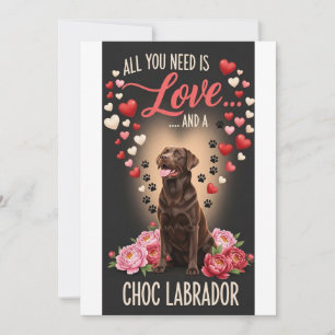 Valentinstag süßer Choc-Labrador-Hund Foto Feiertagskarte