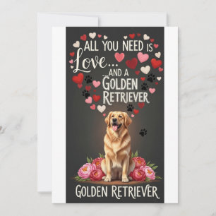 Valentinstag Süßer Golden Retriever Foto  Feiertagskarte