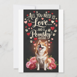 Valentinstag Süßer Pomsky-Hund Foto Kuscheln Feiertagskarte