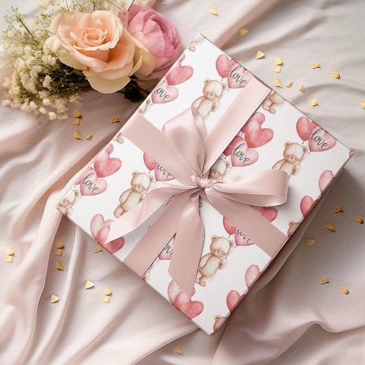 Valentinstag Süßer Teddybär Geschenkpapier