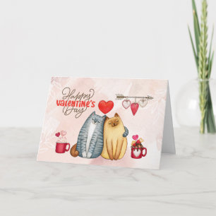 Valentinstag Süßes Romantisches Katzenpaar Karte