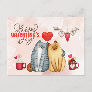 Valentinstag Süßes Romantisches Katzenpaar  Postkarte
