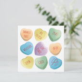 Valentinstag Süßigkeiten Gesprächsherzen Feiertagskarte (Stehend Vorderseite)