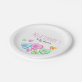 Valentinstag-Süßigkeitsherz-Babyduschenplatte Pappteller (Schrägansicht)