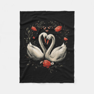 Valentinstag Swans Herz Romantische Paare Liebe Da Fleecedecke