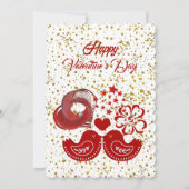 Valentinstag Sweeping Heart Love Birds Gold Card Einladung (Vorderseite)