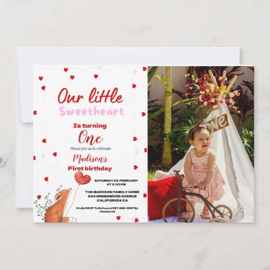 Valentinstag Sweetheart Birthday Einladung (Vorderseite)