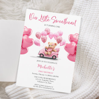 Valentinstag Sweetheart Pink Heart Teddy Bär Einladung