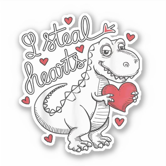 Valentinstag T Rex Dinosaur trotzt Herz Aufkleber (Vorderseite)