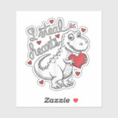Valentinstag T Rex Dinosaur trotzt Herz Aufkleber (Blatt)