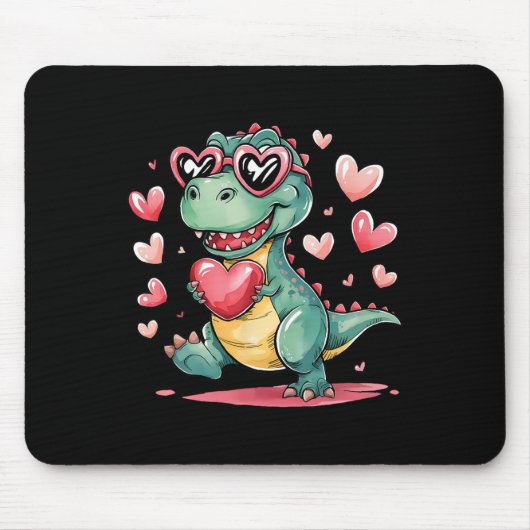 Valentinstag T-rex Dinosaurier Liebe Niedlich Frau Mousepad (Vorne)
