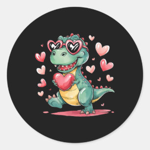 Valentinstag T-rex Dinosaurier Liebe Niedlich Frau Runder Aufkleber