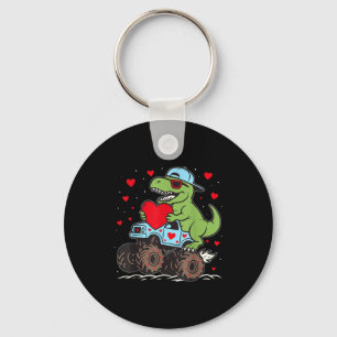 Valentinstag T Rex fährt Monstertruck Lustig Zu Schlüsselanhänger