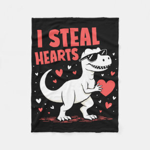 Valentinstag T-Rex Ich stehle Herzen Dinosaurier L Fleecedecke