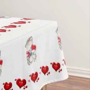Valentinstag Tablette Kitten Tischdecke