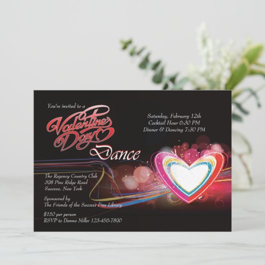 Valentinstag Tanz Einladung (Stehend Vorderseite)