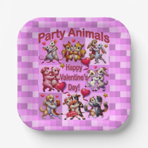 Valentinstag Tanzende Paare "Party Animals" Pappteller