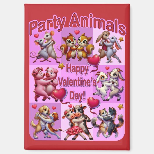 Valentinstag Tanzpaare "Party Animals" Magnet (Vorderseite)