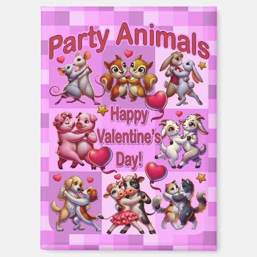 Valentinstag Tanzpaare "Party Animals" Magnet (Vorderseite)
