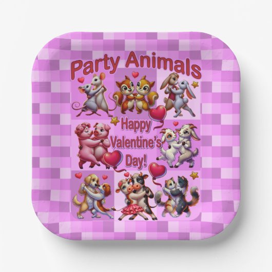 Valentinstag Tanzpaare "Party Animals" Pappteller (Vorderseite)