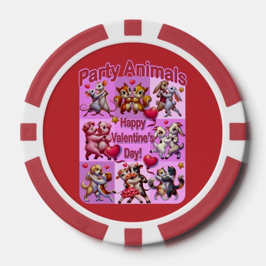 Valentinstag Tanzpaare "Party Animals" Pokerchips (Vorderseite)