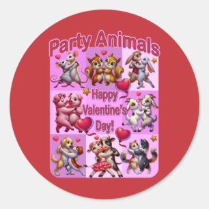 Valentinstag Tanzpaare "Party Animals" Runder Aufkleber