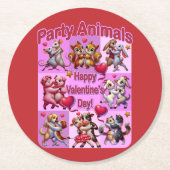 Valentinstag Tanzpaare "Party Animals" Runder Pappuntersetzer (Vorderseite)