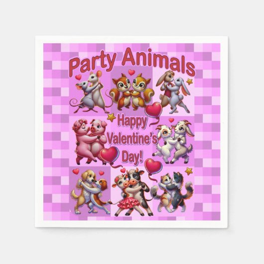 Valentinstag Tanzpaare "Party Animals" Serviette (Vorderseite)