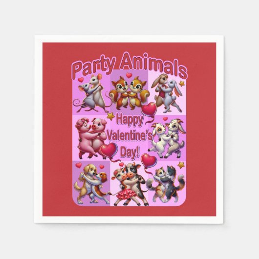 Valentinstag Tanzpaare "Party Animals" Serviette (Vorderseite)