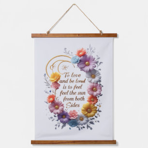 Valentinstag Tapestry mit einem Liebe-Zitat in Gol Wandteppich Mit Holzrahmen