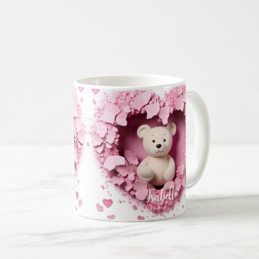 Valentinstag Tasse 3D-Teddybär (VorderseiteRechts)