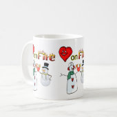 Valentinstag Tasse Herzfeuer Schneemann (Vorderseite Links)