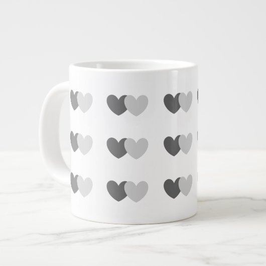 Valentinstag Tasse mit grauem Herzmuster (Vorderseite Links)