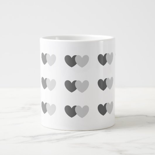 Valentinstag Tasse mit grauem Herzmuster (Vorderseite)