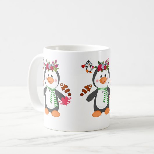 Valentinstag Tasse Pinguin Hearts (Vorderseite Links)