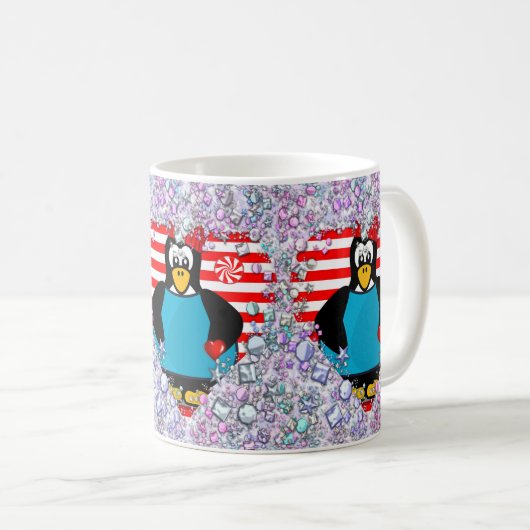 Valentinstag Tasse Pinguin Hearts (VorderseiteRechts)
