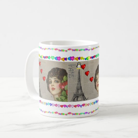 Valentinstag Tasse Pinguin Hearts (Vorderseite Links)
