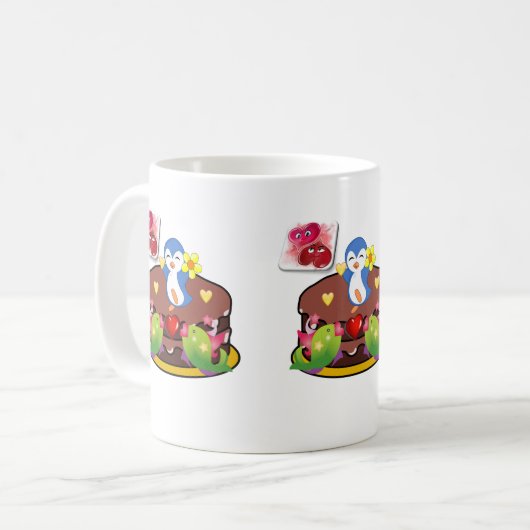 Valentinstag Tasse Pinguin Hearts (Vorderseite Links)