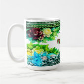 Valentinstag-Tassen Grüner Blumen-Design Kaffeetasse (Links)