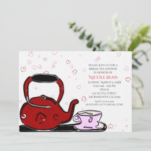 Valentinstag Tea Party Chic Party Einladungen (Stehend Vorderseite)