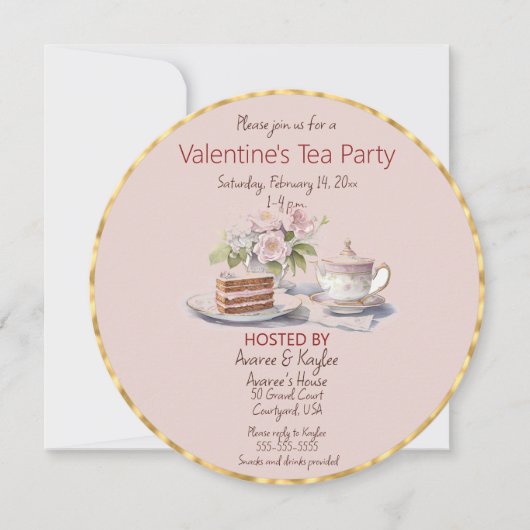 Valentinstag Tea Party Einladung (Vorderseite)