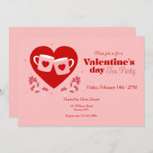 Valentinstag Tea Party Einladung (Vorne/Hinten)