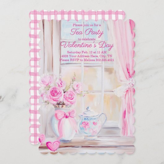 Valentinstag Tea Party Einladung (Vorne/Hinten)
