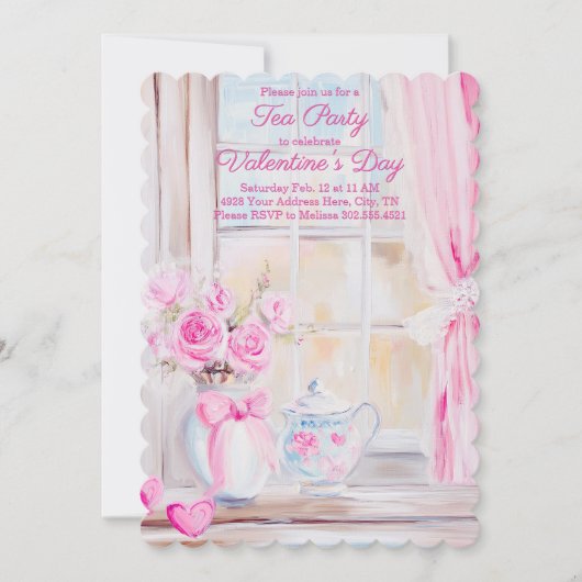 Valentinstag Tea Party Einladung (Vorderseite)