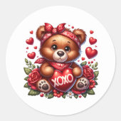 Valentinstag-Teddy-Aufkleber Runder Aufkleber (Vorderseite)