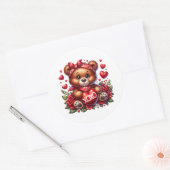 Valentinstag-Teddy-Aufkleber Runder Aufkleber (Umschlag)
