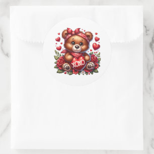 Valentinstag-Teddy-Aufkleber Runder Aufkleber