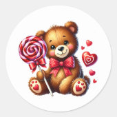 Valentinstag-Teddy-Aufkleber Runder Aufkleber (Vorderseite)